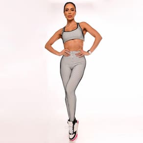 Calça Legging Fitness Branca Jacquard 3D Texturizada