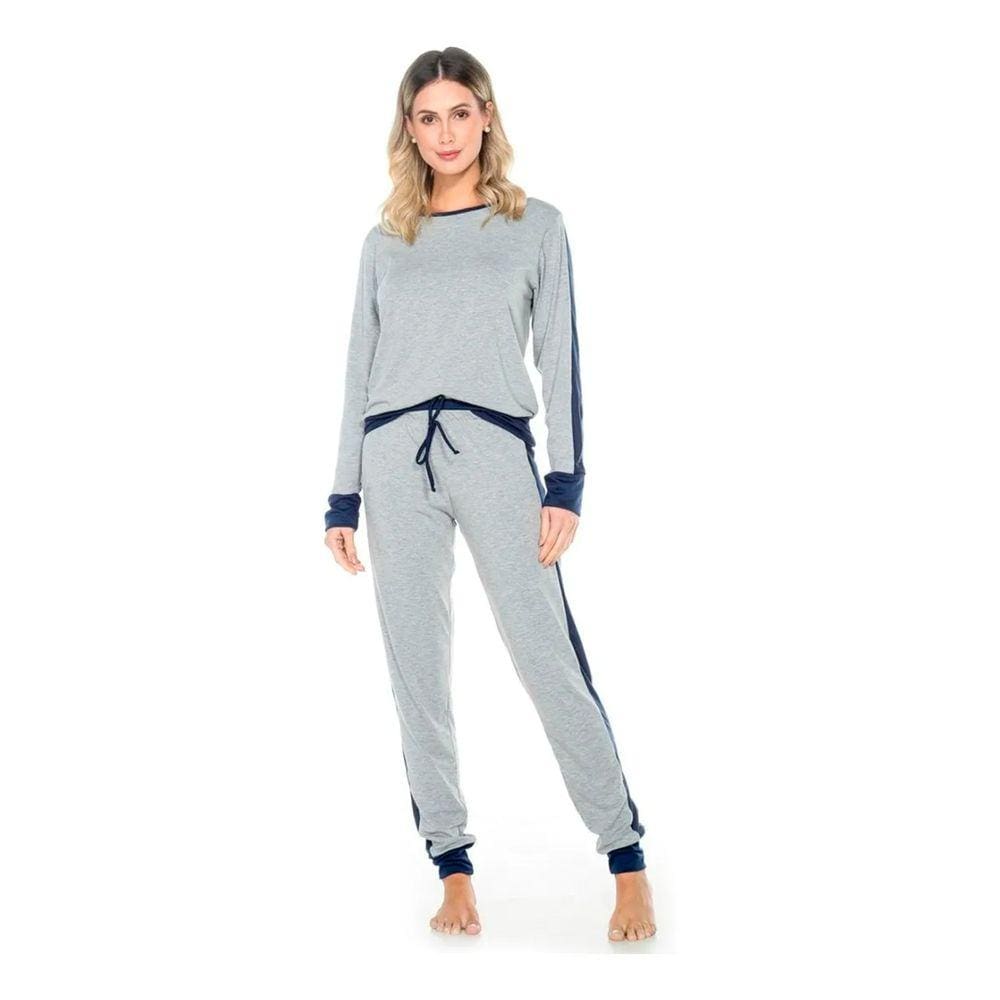 Pijama Longo Feminino Em Malha Inverno Suelen