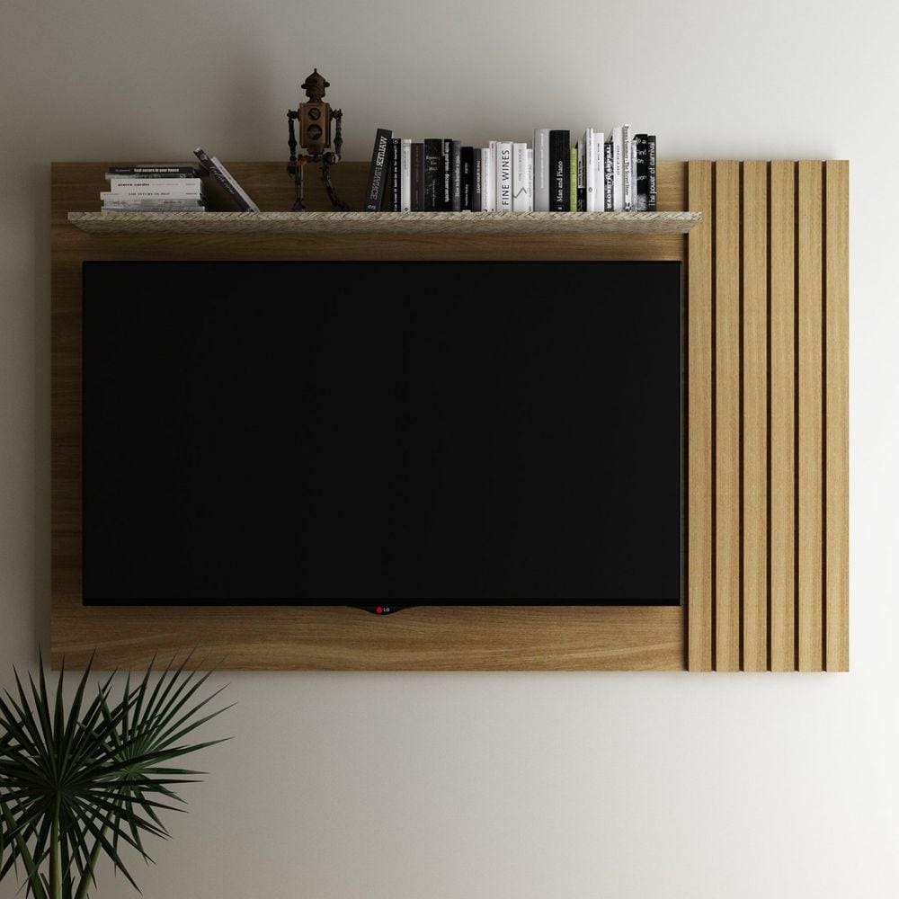 Painel para TV até 65 Polegadas 1 Prateleira PA2914 Tecnomobili Marroml/Palha