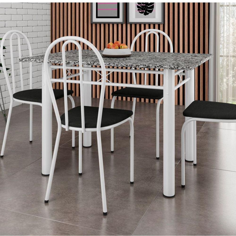 Conjunto de Mesa com Cadeiras de Plástico na cor preta