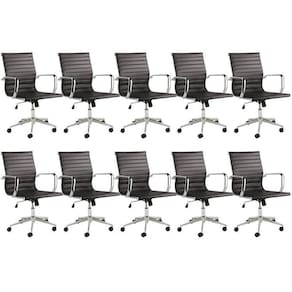 Conjunto 10 Cadeiras de Escritório Office Sevilha Baixa Rivatti Preto