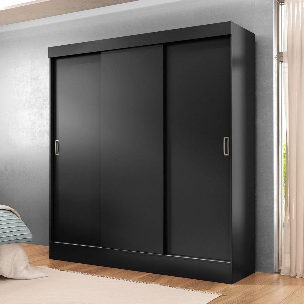 Guarda Roupa Casal 3 Portas 2 Gavetas 157cm Istambul Yescasa Preto