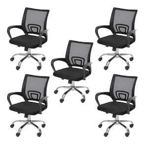 Conjunto 5 Cadeiras de Escritório com Rodizios Baixa Tok OR Design Preto