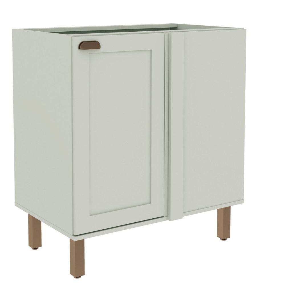 Balcão de Canto para Cozinha 1 Porta sem Tampo Iluminata Genialflex Verde Mint