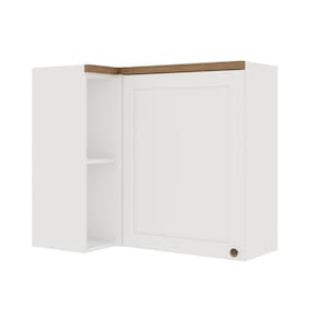 Armário Aéreo de Canto 1 Porta 100% MDF Iluminata Genialflex Branco Fosco