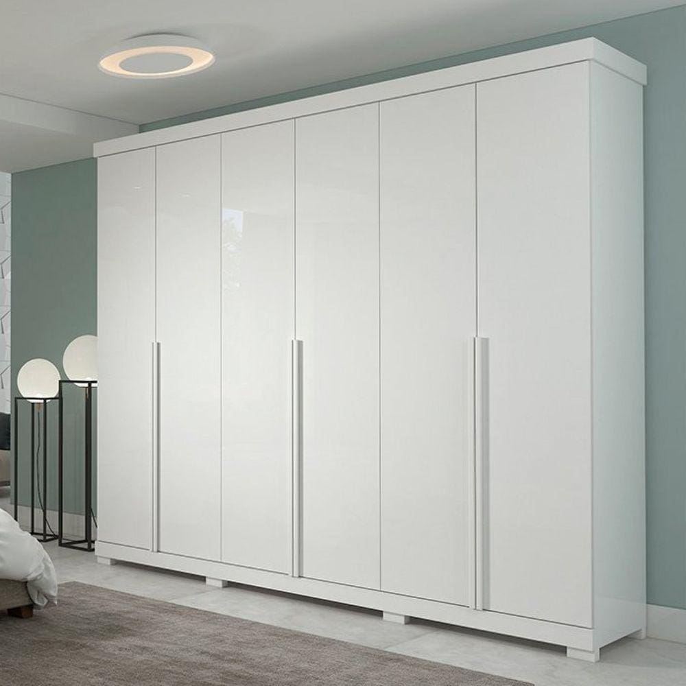 Guarda Roupa Casal em MDF 6 Portas com Pés Guarapari Panan Móveis Branco