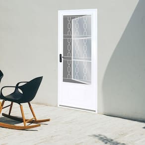 Porta de Aço com Postigo Grade Elo Vidro Mini Boreal Minas Sul MGM 215cmx85cmx6cm Branco