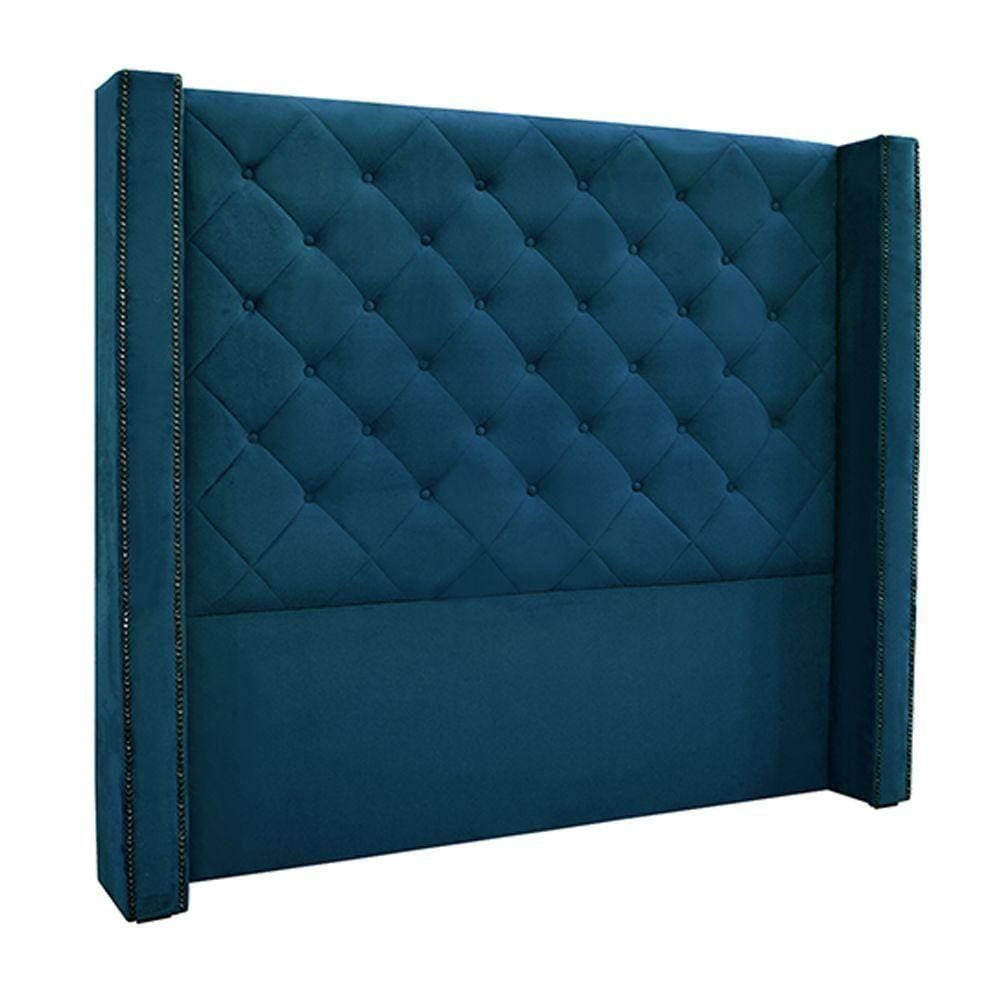 Cabeceira King Size 2,19m Loewe Veludo Azul Marinho