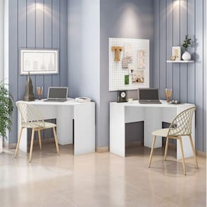 Conjunto 2 Escrivaninhas de Canto 90x90cm Cubic Caemmun Branco