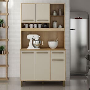 Armário de Cozinha 5 Portas 1 Gaveta Ametista Valdemóveis Cinamomo/Off White