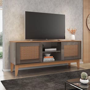 Rack para TVs até 60 Polegadas 2 Portas 135cm Safira Versátile Casa D Cinza Perola/Noce