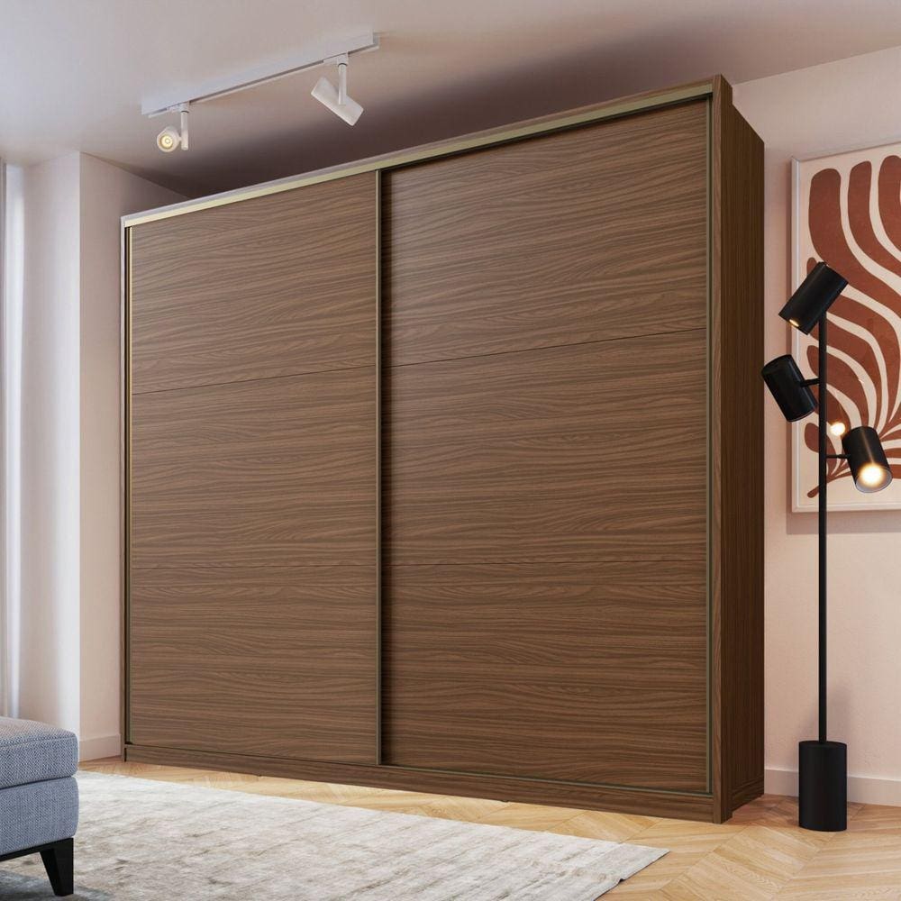 Guarda Roupa Casal 220x260cm 2 Portas 6 Gavetas Malta Edez Nogueira