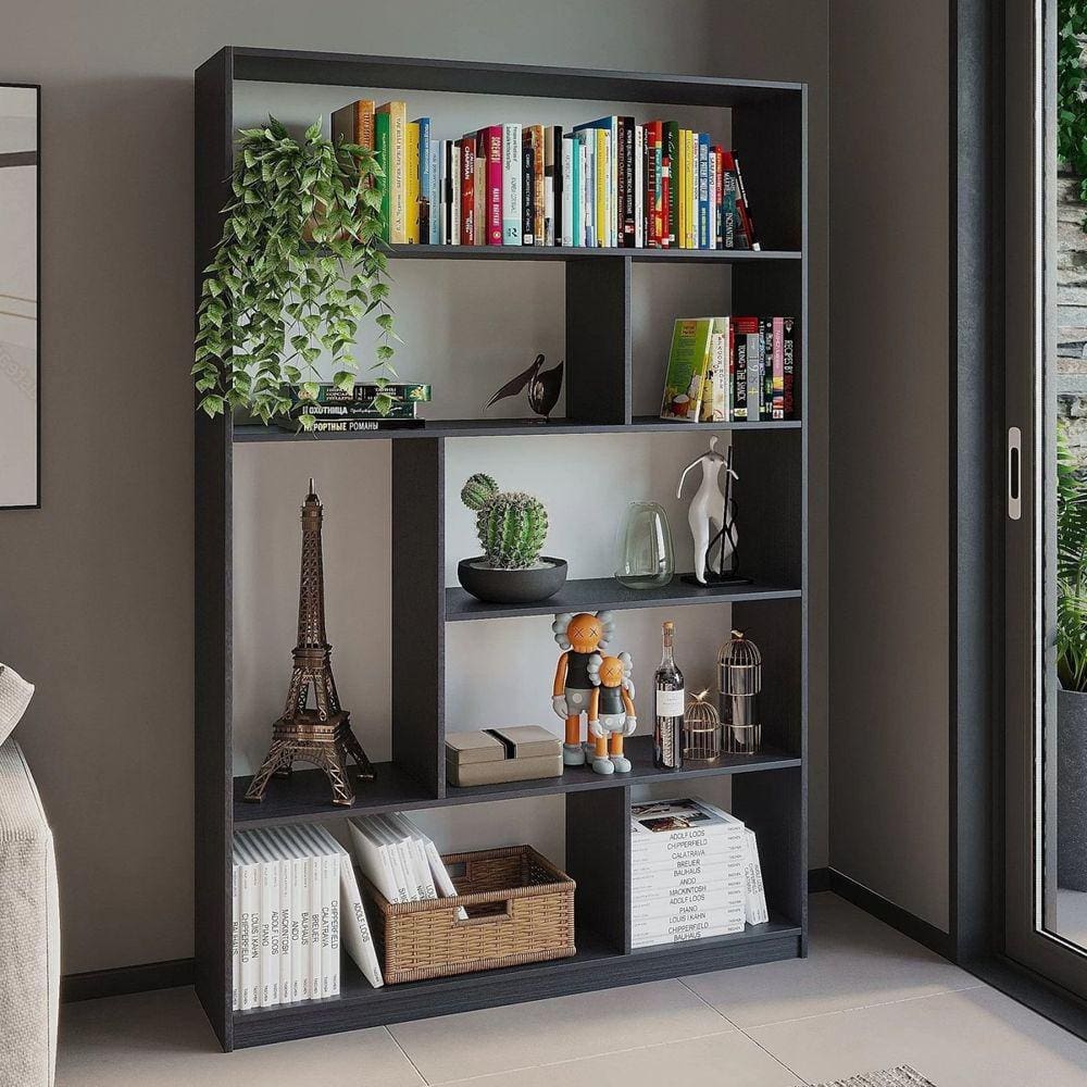 Estante Livreiro Multiuso 5 Prateleiras 8 Nichos Seattle Yescasa Preto Perfect Touch