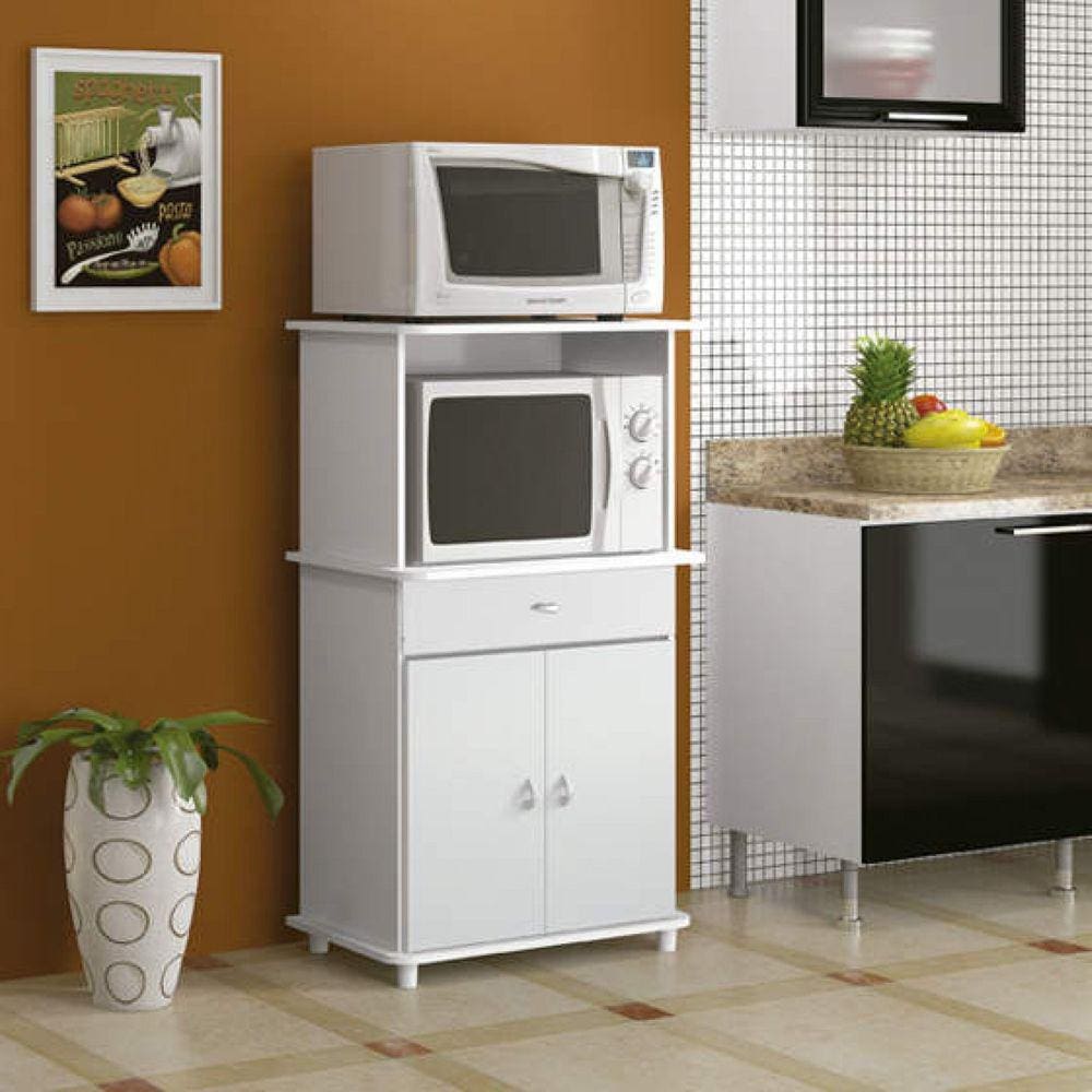 Armário para Forno e Microondas 2 Portas Ditália Móveis Branco