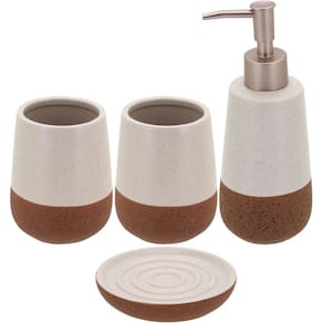 Jg Banheiro Cerâmica Creme 4Pç