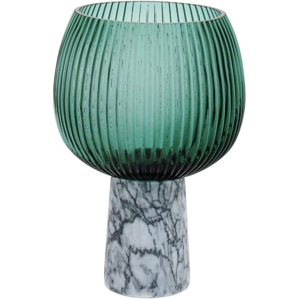 BERETTA CENTRO MESA 22x15x15cm VIDRO VERDE COM PÉ