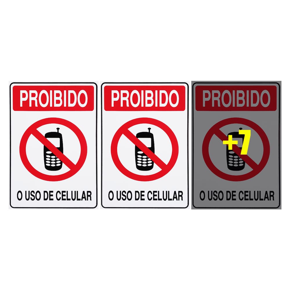 Combo 10 Placas De Sinalização Proibido Celular Ao Entrar Desligue 15x20 Acesso - S-229 F9e
