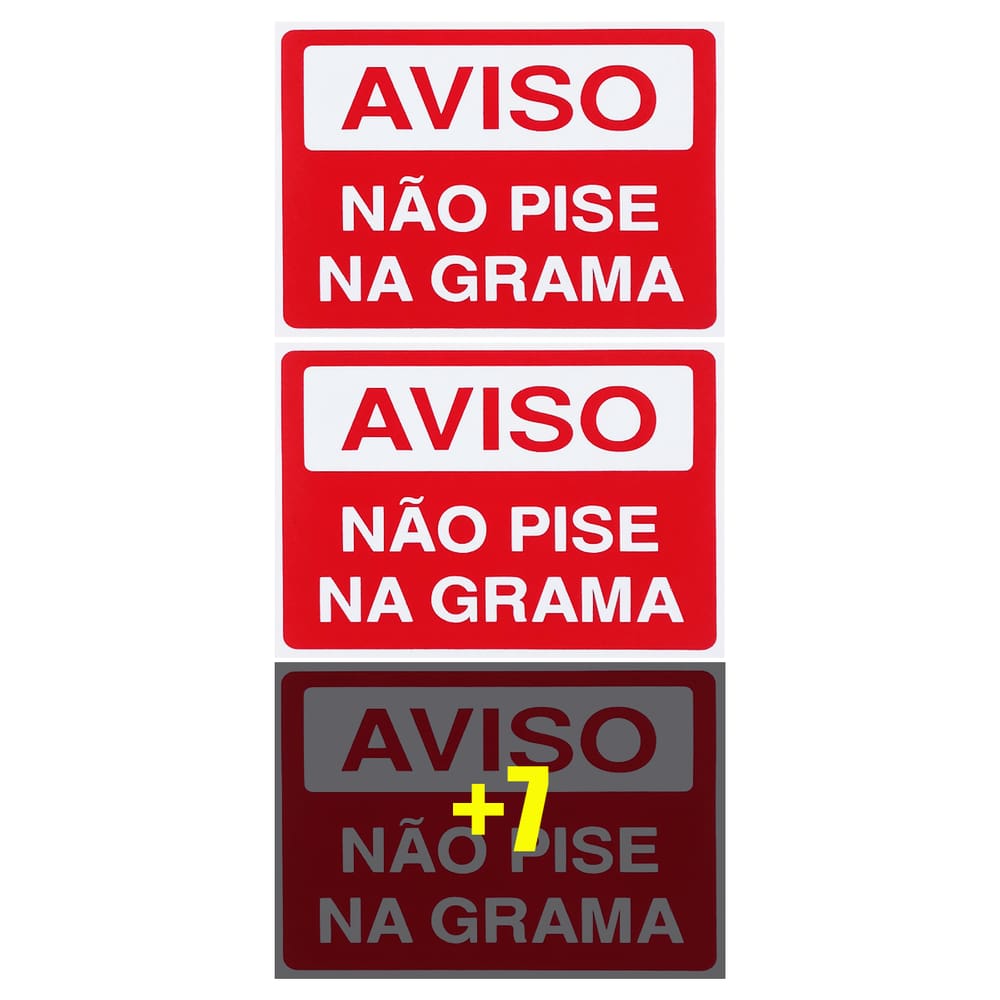 Combo 10 Placas De Sinalização Aviso Não Pise Na Grama 20x15 Acesso - S-230 F9e