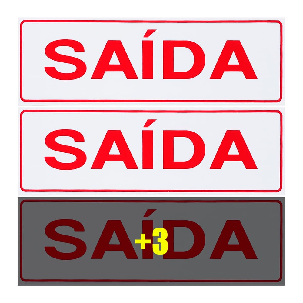 Combo 6 Placas De Sinalização Saída 30x10 Acesso - S-225/1 F9e