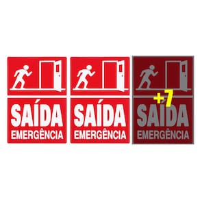 Combo 10 Placas De Sinalização Saída De Emergência 20x30 Acesso - X-720 F9e