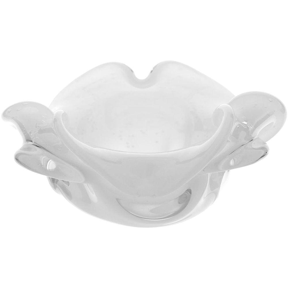 HOME&CO GLACIAL CENTRO MESA 9x17x17cm VIDRO BRANCO