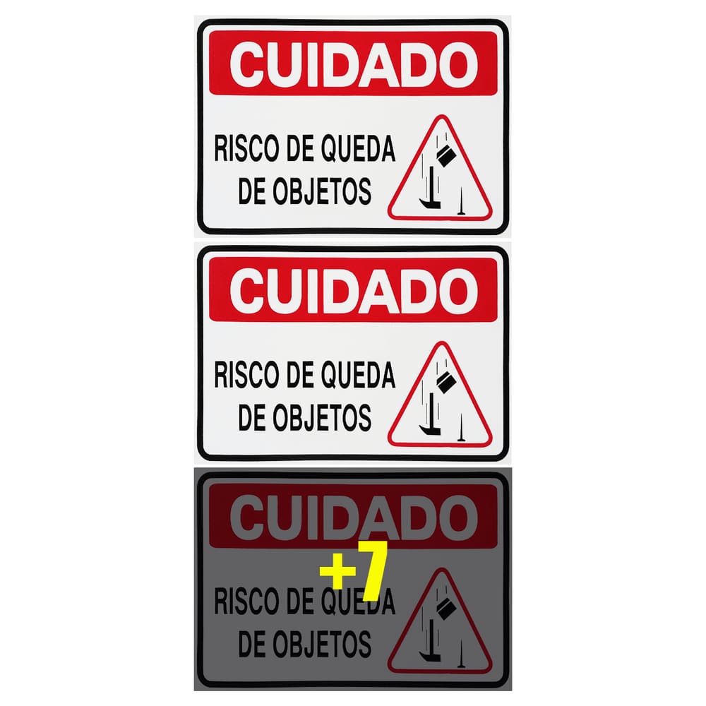 Combo 10 Placas De Sinalização Cuidado Risco De Queda De Objetos 30x20 Acesso - S-226/2 F9e