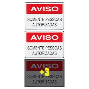 Combo 6 Placas De Sinalização Aviso Somente Pessoas Autorizadas 30x20 Acesso - S-215 F9e
