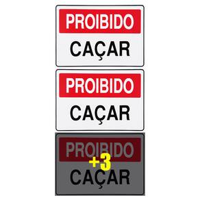 Combo 6 Placas De Sinalização Proibido Caçar 30x20 Acesso - P-16 F9e