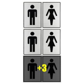 Combo 6 Placas De Sinalização Banheiro Masculino / Feminino 20x15 Acesso - B-567 F9e