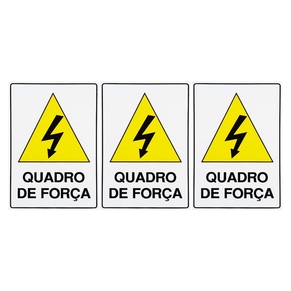 Combo 3 Placas De Sinalização Quadro De Força 20x30 Acesso - S-217/1 F9e