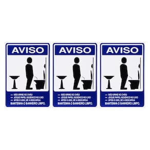 Combo 3 Placas De Sinalização Mantenha O Banheiro Limpo Masculino 15X20 Acesso - S-232 F9e