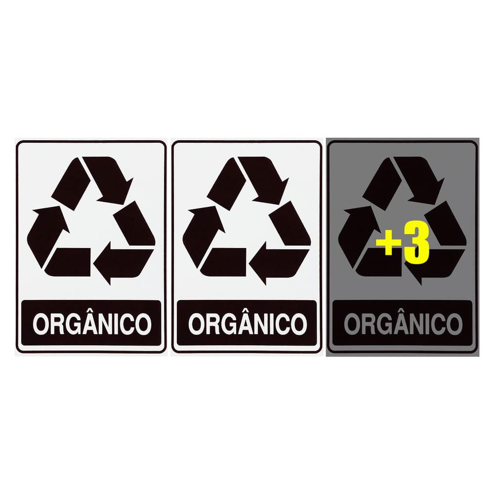 Combo 6 Adesivos De Sinalização Lixo Orgânico 15x20 Acesso - S-238 F9e