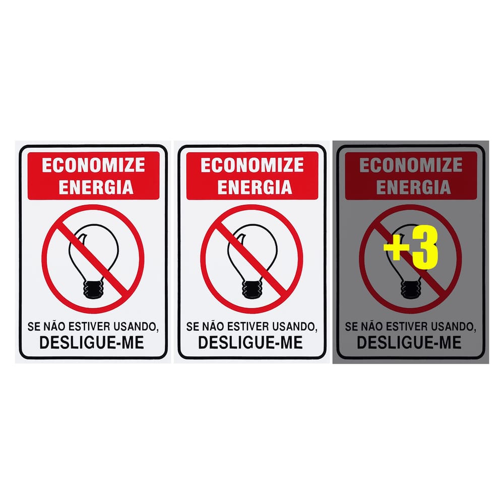 Combo 6 Placas De Sinalização Economize Energia Se Não Estiver Usando, Desligue-me Acesso - P-31/1 F9e