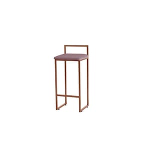 Banqueta Alta Decorativa Pietra Em Suede Com Armação Dourada