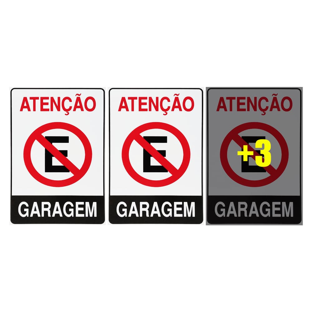 Combo 6 Placas De Sinalização Atenção Proibido Estacionar Garagem 20x30 Acesso - P-4 F9e