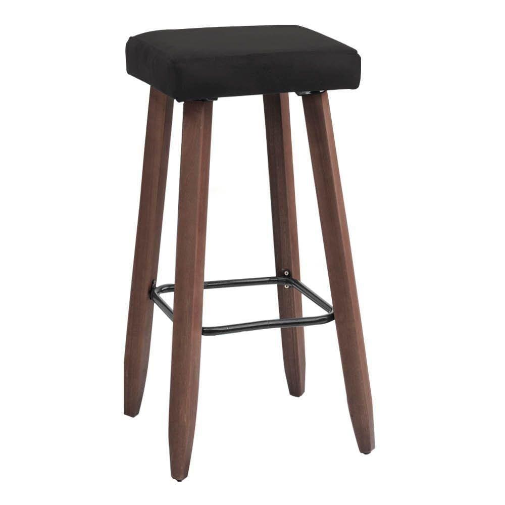 Banqueta Decorativa Alta Kiara Estofada Com Pés Em Madeira