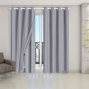 Cortina Blackout Com Voil 4,00 X 2,50 Cinza