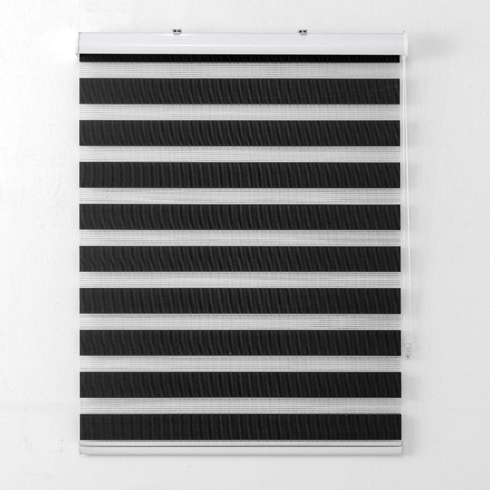 Persiana Rolo Duplo Zebra Com Bandô Preta 160 cm (Largura) x 220 cm (Altura) Cortina Double Vision
