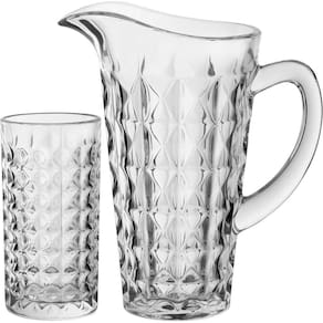 DALIA JG JARRA/COPOS 25x21x13cm 1,3L/300ml CRISTAL ECO TRANSP 7PÇ