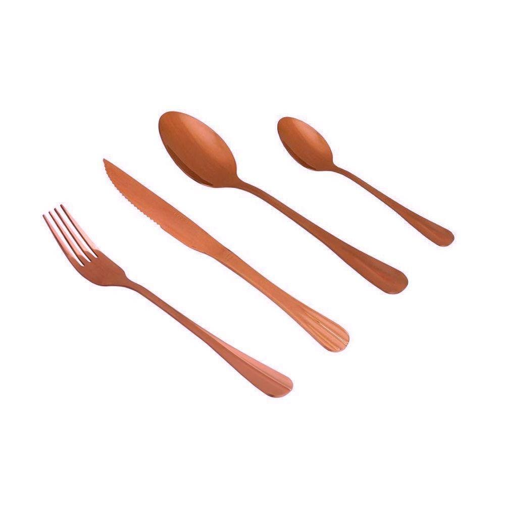 Faqueiro Aço Inox 24 Peças Positano Rosé Lyor