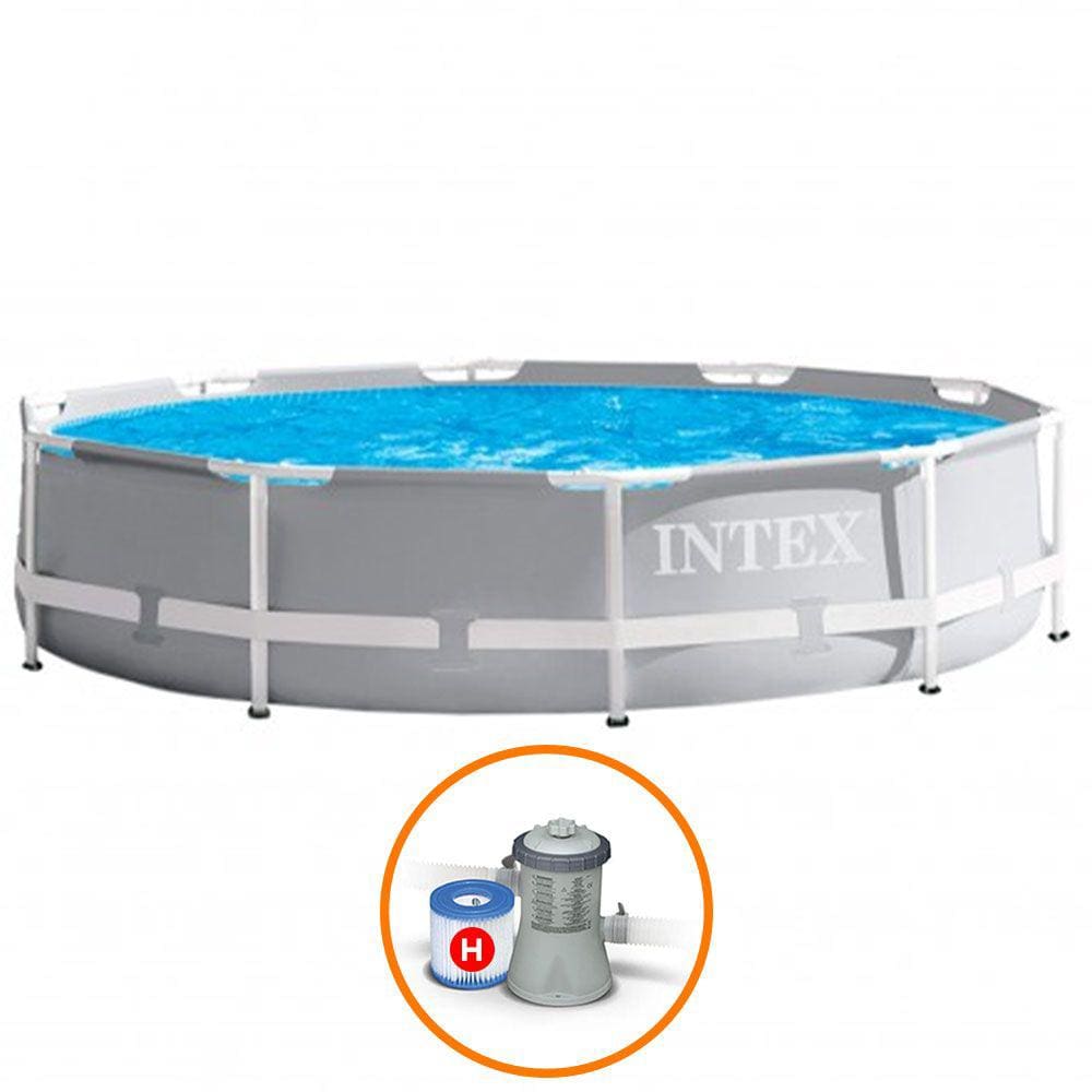 Piscina Intex 4.485 Litros Estrutural Prism Cinza com Bomba Filtrante