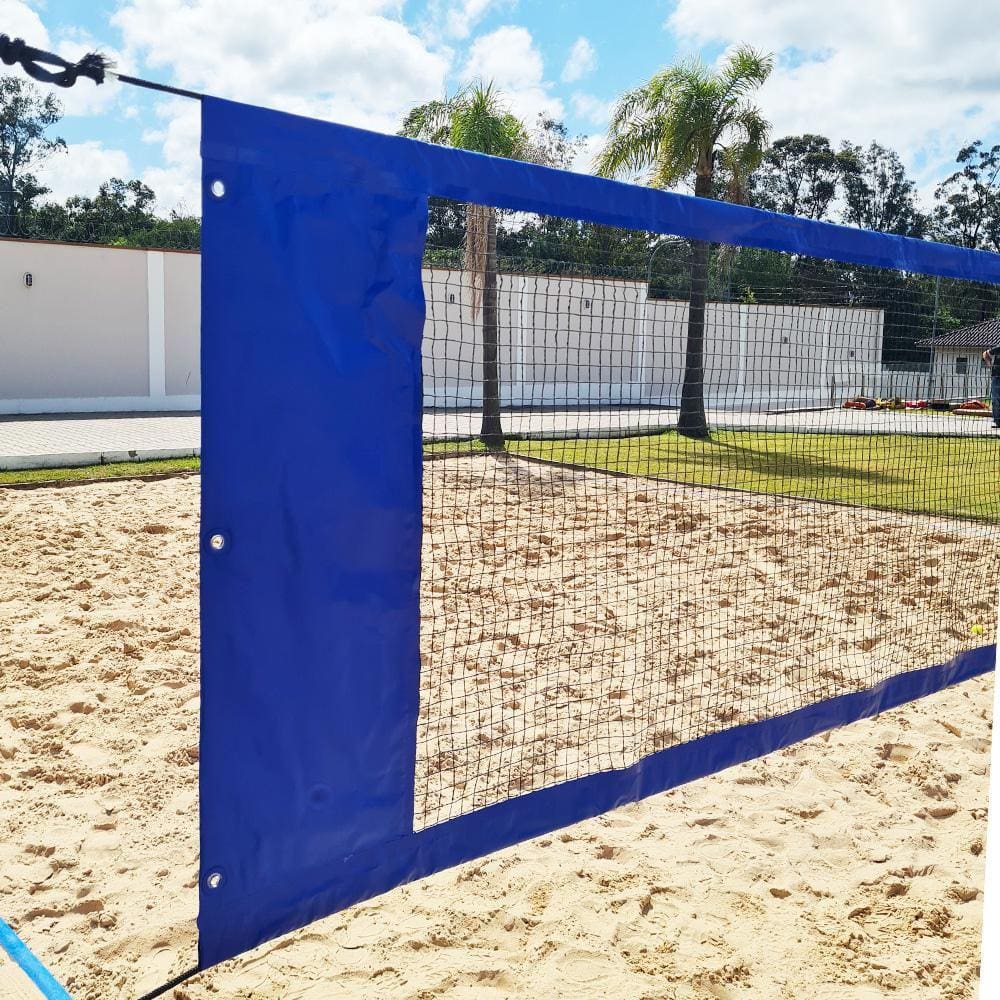 Rede Multiuso Zaka Volei Beach Futevolei com banda lateral Azul 9,60m x 1m
