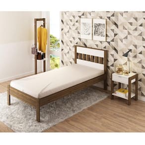 CamaSolteiro Para Colchão 88 X 188 Cm Cr35010 Nogal/Branca