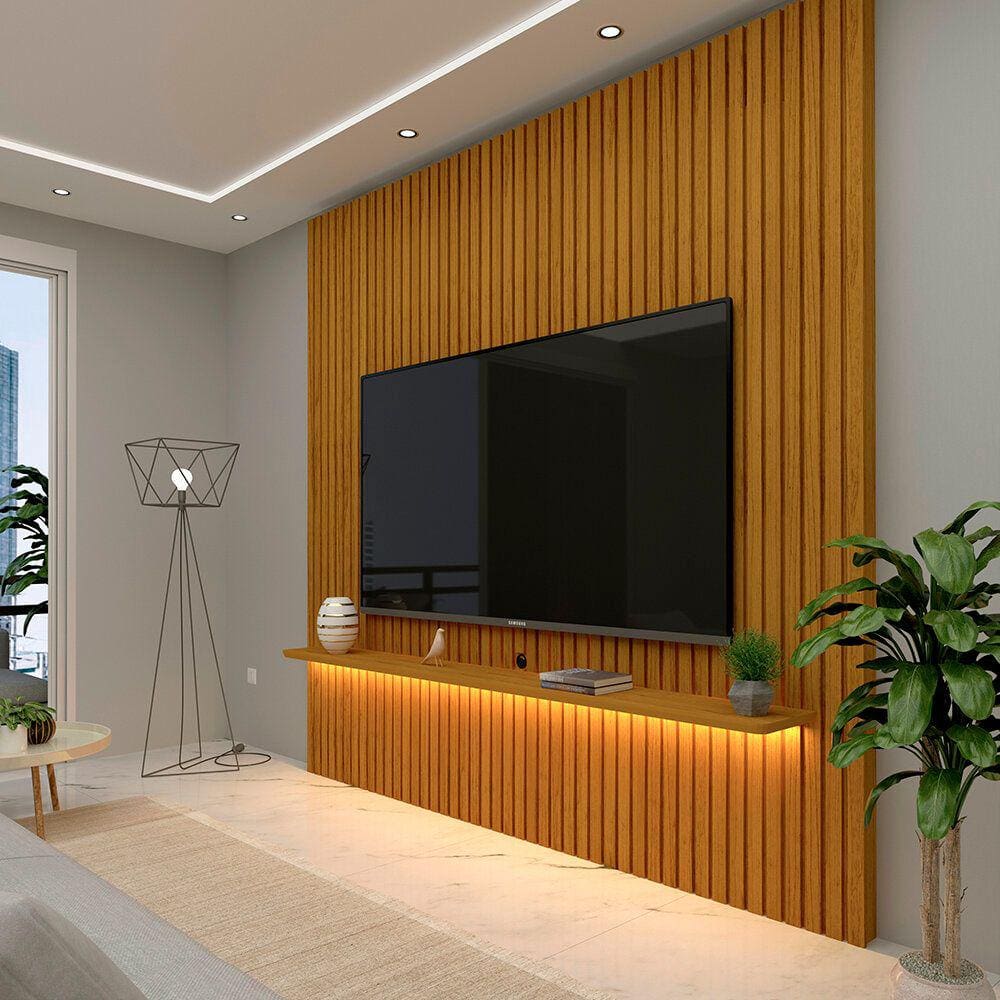 Painel para TV Ripado com LED Nobre 230 Naturale - Gelius