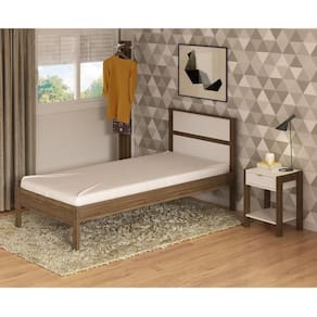 CamaSolteiro Para Colchão 88 X 188 Cm Cr35008 Nogal/Branca