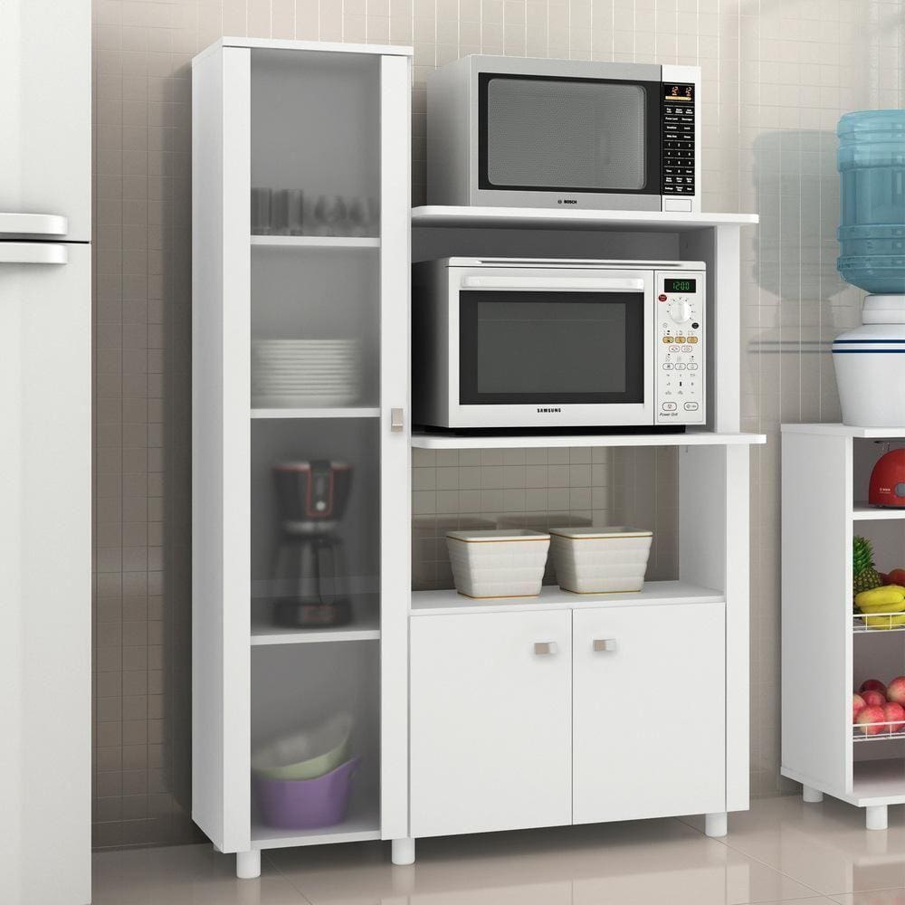 Armário Para Forno E Microondas Com 3 Portas Cr20009 Branco