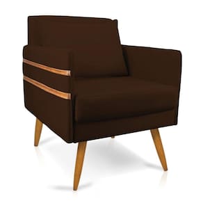 Poltrona Mari Suede Pés Palito Castanho - D`Rossi Marrom