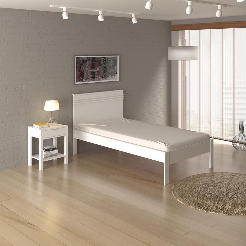 Cama De Solteiro Para Colchão 88 X 188 Cm Cr35014 Branca
