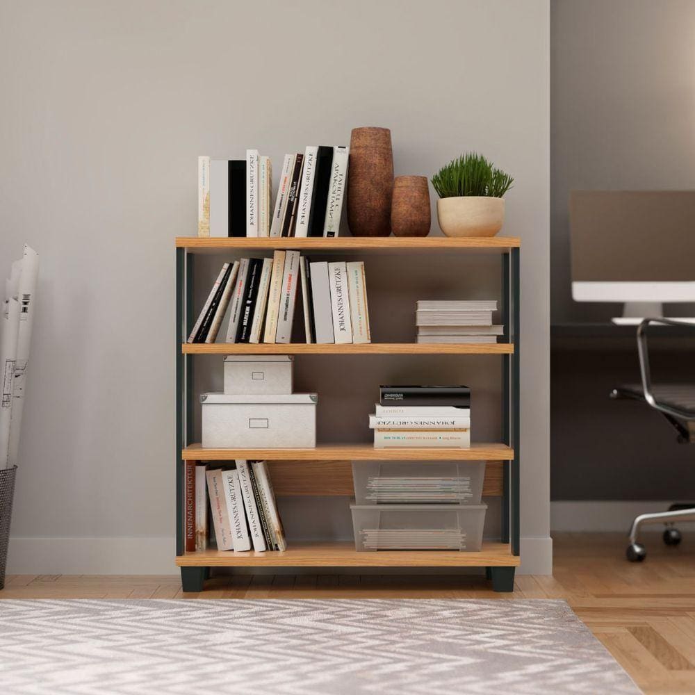 Balcão 4 Prateleiras 89,5 X 29 X 92 Cm Freijó/Preto F23
