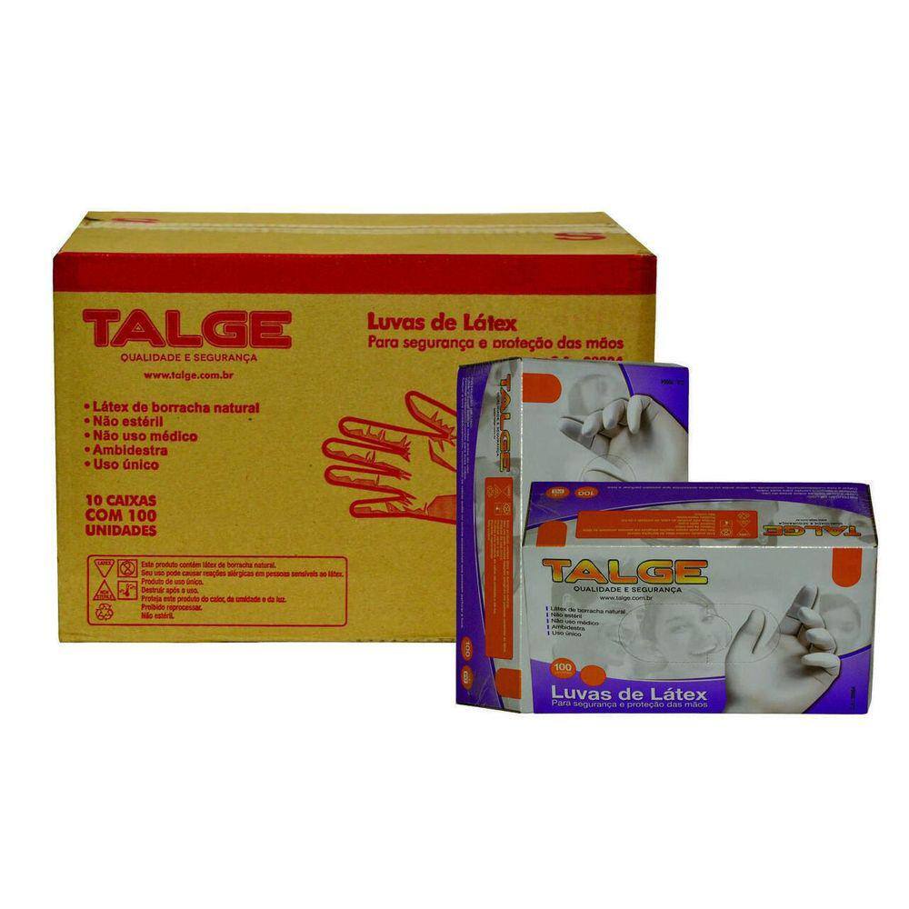 1000 Luva Látex Tamanho M Com Pó - Marca Talge 1Cx